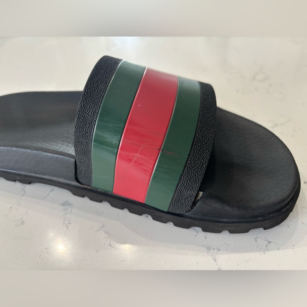 Gucci Men’s Web Signature Slide Sandals - Picture 6 of 14
